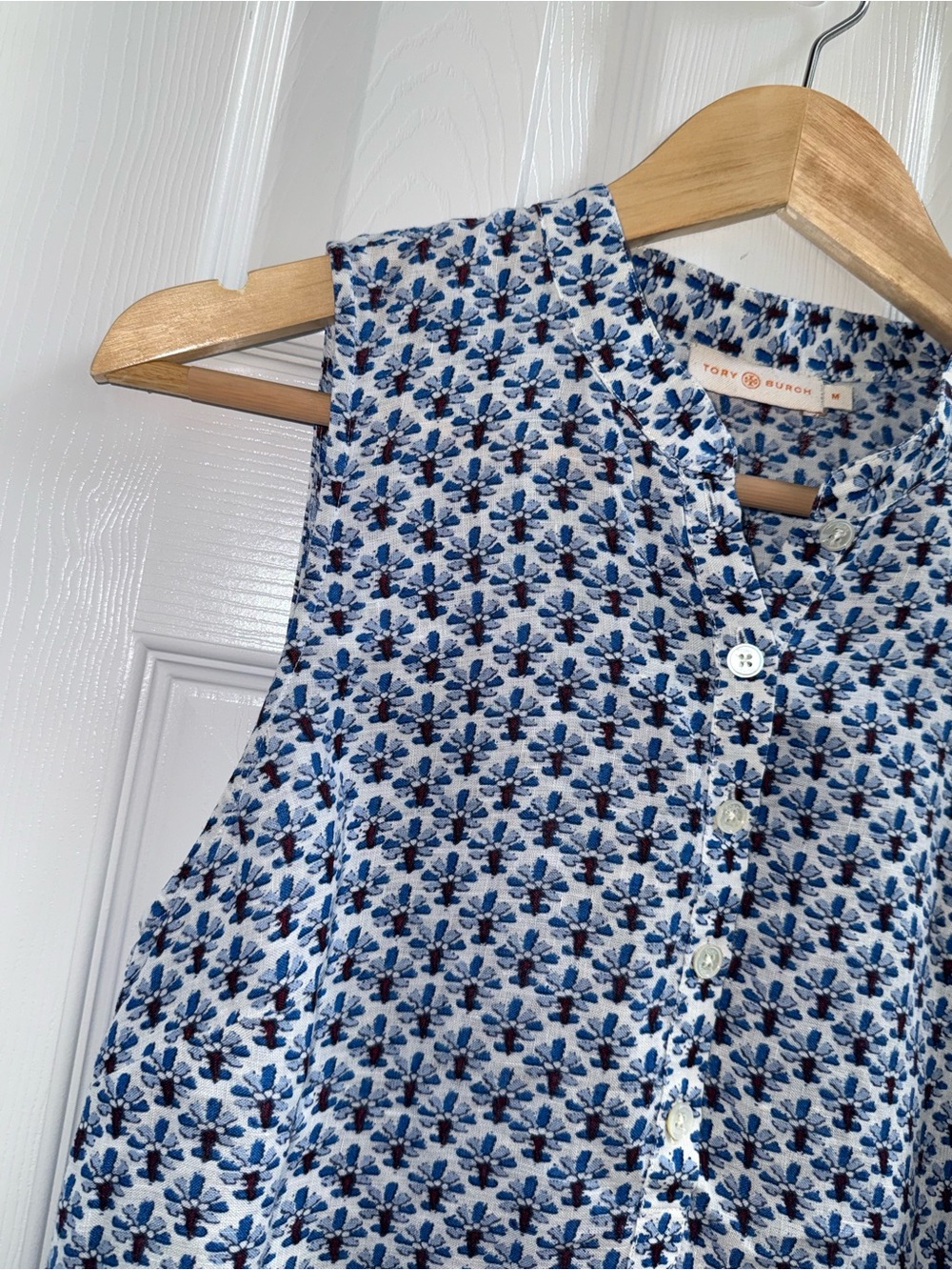 Tory Burch Castillo Corsage Sheath Knee Length Dress M Blue Summer Everyday Chic - Picture 4 of 13